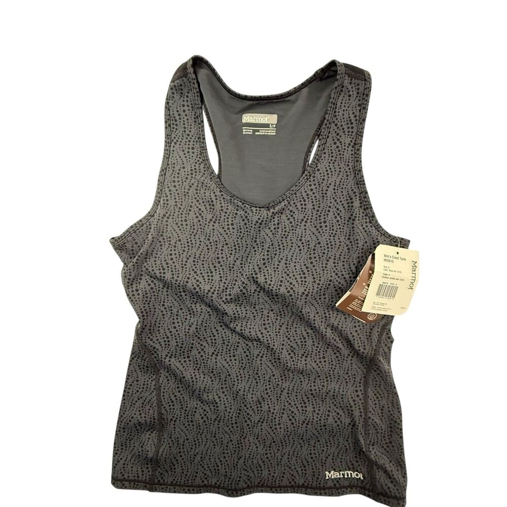 NEW Marmot Crest Tank Top Women Size Small Gray Black Racerback Dot